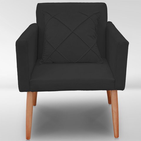 Cadeira Poltrona para Sala Quarto Confortável e Reforçada Agata :preto