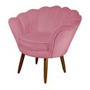 Ver imagem 1 de Poltrona Decorativa Pétala Suede Rosa Pés Madeira Ms Decor