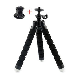 Mini Tripé Octopus Preto + Adaptador para Dslr, Gopro e Similares - 1