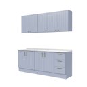 Ver imagem 3 de Cozinha Planejada 4 Peças 2 Aéreos 2 Balcões com Tampo Marselha CabeCasa MadeiraOriginals Azul/Sereno