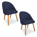 Ver imagem 1 de Kit 2 Cadeiras de Jantar Bela Veludo Azul Marinho Pés Palito Castanho - Pallazio