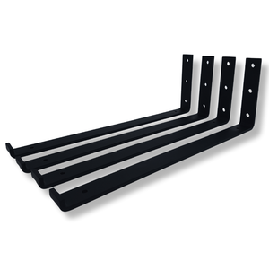 Kit 4 Suportes para Prateleira Suspensa Formato L Mão Francesa 35cm Aço Robusto Preto