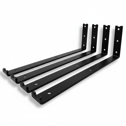 Kit 4 Suportes para Prateleira Suspensa Formato L Mão Francesa 35cm Aço Robusto Preto