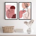 Ver imagem 2 de Kit 2 Quadros para Quarto Mulher Contorno Linha rosê 45x34cm - com Vidro:madeira Preta