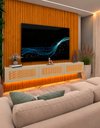 Ver imagem 1 de Conjunto Home Modulo Suspenso Tela Rattan LED Nanda 2200 mm Cor:Off-White/Madeira