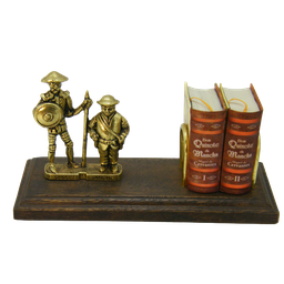 Porta Livro Dom Quixote e Sancho Pança em Latão + Mini Obra Completa Sat La Mancha - 6
