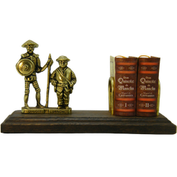 Porta Livro Dom Quixote e Sancho Pança em Latão + Mini Obra Completa Sat La Mancha - 2