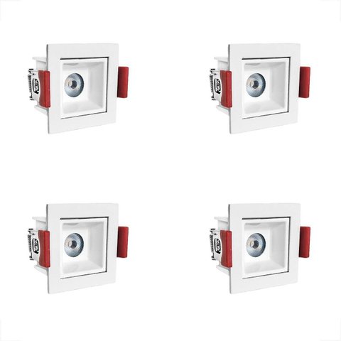 4 Spot Downlight Mini LED Embutir Recuado Sala 3000k BET55