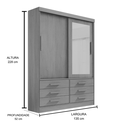 Ver imagem 2 de Guarda Roupa Meridian 2 Portas 6 Gavetas Castanho