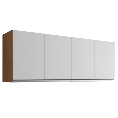 Armário de Geladeira Aereo 4 Portas Andreia 150cm AJL Móveis:Amêndoa Branco