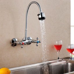 Misturador Duplo Comando Torneira Cozinha com Ducha Móvel Regulável Flex Gourmet Parede - Máxima Met - 3