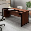 Ver imagem 2 de Mesa de Escritório Diretor com Caixa de Tomadas 180cm Corporate Preto Marrom