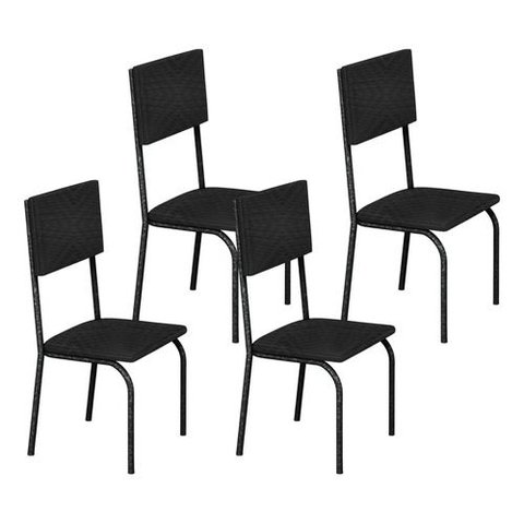 Kit 4 Cadeiras Ana Corino Tempest Preto Tubo Martelado
