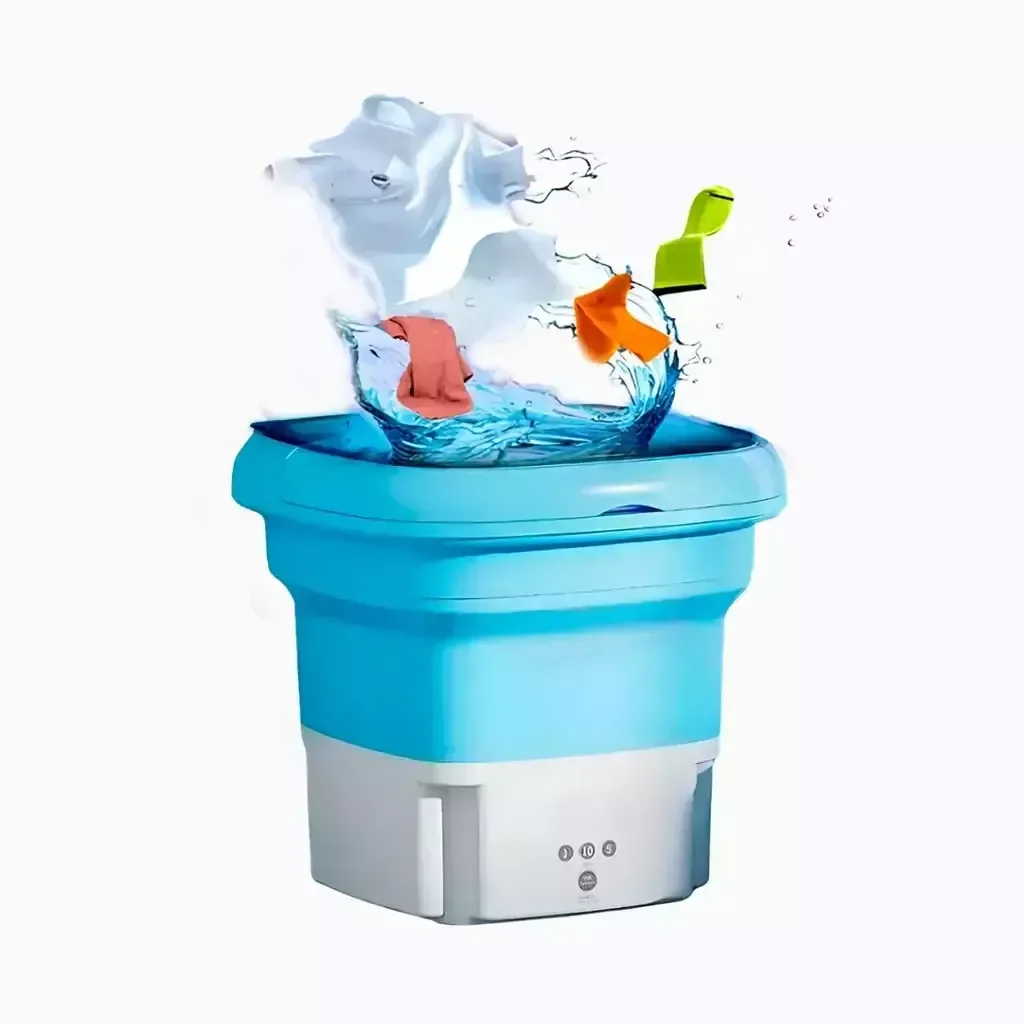 Mini Máquina de Lavar Roupa Portátil Dobrável Lavadora e Centrífuga Roupas Leves- Azul - 3