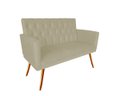 Ver imagem 1 de Namoradeira Decorativa Nina Capitonê Suede Bege 2 Lugares Pés Madeira Ms Decor
