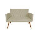 Ver imagem 2 de Namoradeira Decorativa Nina Capitonê Suede Bege 2 Lugares Pés Madeira Ms Decor