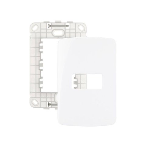 Placa com Suporte Margirius B3 4x2 para 1 Módulo Horizontal Branca