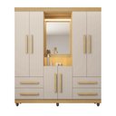 Ver imagem 2 de Guarda-Roupa Casal 6 Portas 4 Gavetas com Espelho e LED Nicho Iluminado São Paulo Cinamomo Off White