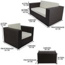 Ver imagem 3 de Conjunto de 2 Poltronas com Assento Estofado, Mesa de centro e Namoradeira Classe A - Branco Gelo