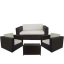 Ver imagem 1 de Conjunto de 2 Poltronas com Assento Estofado, Mesa de centro e Namoradeira Classe A - Branco Gelo