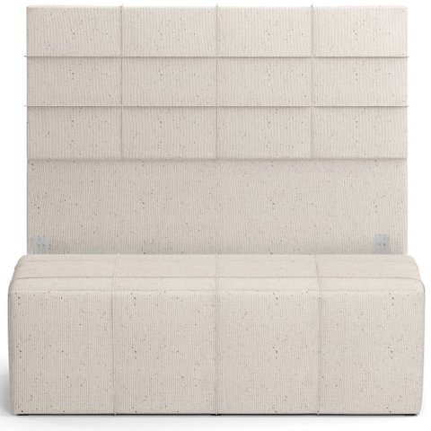 Kit Cabeceira Cama Box Casal 140cm com Calçadeira Roma W01 Linho Cru - Lyam Lyam Decor