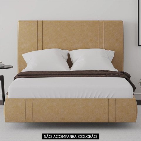 Cama King Flutuante 193cm com Cabeceira Romana Sintético