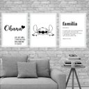 Ver imagem 2 de Kit 3 Quadros Ohana Família Significado 24x18cm:madeira Preta