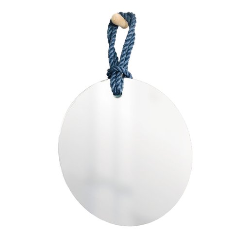 Espelho Decorativo Hole Alça Sisal Azul 50 cm Redondo