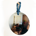 Ver imagem 2 de Espelho Decorativo Hole Alça Sisal Azul 50 cm Redondo