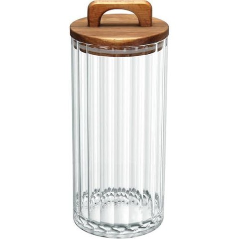Pote Porta Matimentos Home&co com Tampa Madeira Borossilicato 1,3l 24x10x10cm Transparente