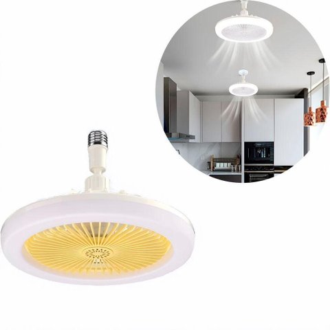 Luminária Ventilador de Teto com Luz LED 3 Intensidades 3 Velocidades Branco Controle Remoto Bivolt
