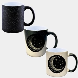 Caneca Mágica Glitter Muda de Cor Y2 Lua Crescente Estrelas