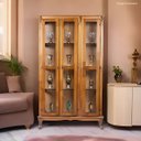 Ver imagem 1 de Cristaleira Farmhouse de Madeira 3 Portas e Pés Luiz Xv - Imbuia Glazer