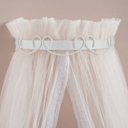 Kit 2 Peças Mosquiteiro Filó Tule Palha e Dossel de Parede Arabesco Branco - 1