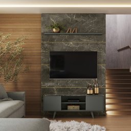 Composiçao Painel Rack Piso Teto TV 65 244x154cm 7611 Jade Oliva MDT - 8