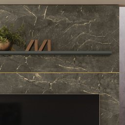 Composiçao Painel Rack Piso Teto TV 65 244x154cm 7611 Jade Oliva MDT - 7