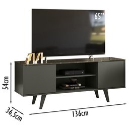 Composiçao Painel Rack Piso Teto TV 65 244x154cm 7611 Jade Oliva MDT - 5