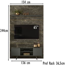 Composiçao Painel Rack Piso Teto TV 65 244x154cm 7611 Jade Oliva MDT - 4