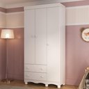 Ver imagem 1 de Guarda-roupa Infantil 92cm 3 Portas e 2 Gavetas Dengo Multimóveis Mp4437 Branco