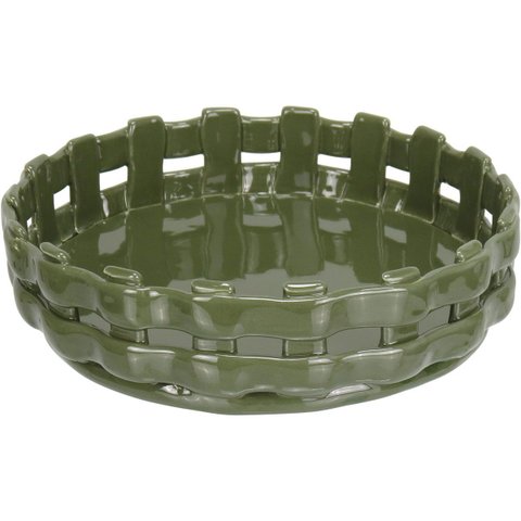 Centro Mesa Decoativa Fruteira Home&co Cerâmica 6x21x21cm Verde