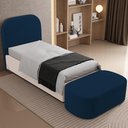 Ver imagem 2 de Cabeceira Cama Box 100cm Lanna com Puff Recamier Doha W01 Suede Azul Marinho - Lyam Decor