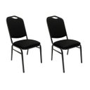 Ver imagem 1 de Kit 2 Cadeiras para Hotel Auditório Igreja Restaurante Eventos com Reforço Empilhável cor Preta Polt