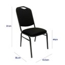 Ver imagem 5 de Kit 2 Cadeiras para Hotel Auditório Igreja Restaurante Eventos com Reforço Empilhável cor Preta Polt