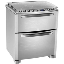 Fogão de Piso Electrolux 76Rxd 5 Bocas com Duplo Forno, Grill Elétrico, Timer e Relógio, Bivolt, Ino - 1