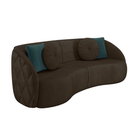 Sofá 3 Lugares para Sala Living Olimpo 288 Cm M03 Veludo Marrom - Lyam Decor