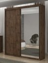 Ver imagem 1 de Guarda Roupa Solteiro com Espelho 100% MDF 2 Portas de Correr 3 Gavetas 183cm Búzios Castanho - Valverde