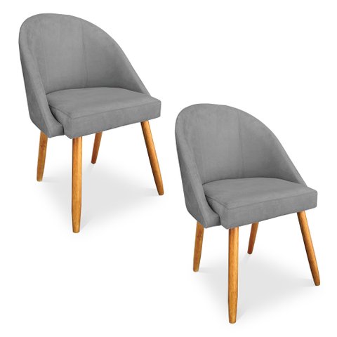 Kit 02 Cadeiras Jantar Bela Suede Pés Palito Castanho Pallazio