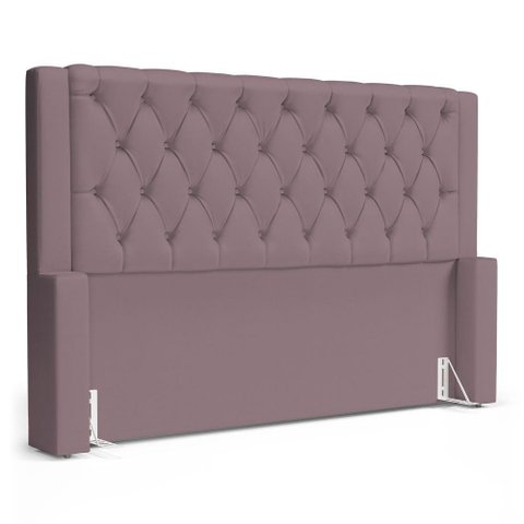 Cabeceira Atena para Cama Box Queen Size 160cm Capitonê com Frame Veludo Rosê - Desk Design