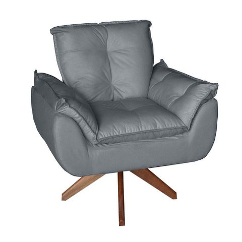 Poltrona/cadeira Decorativa Glamour Opala com Base Giratória 30cm em Madeira Cinza