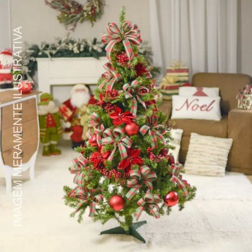 Árvore de Natal Decorada 900 Hastes 2,1M C/110 Enfeites | MadeiraMadeira